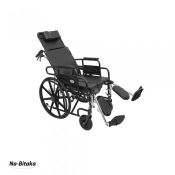 Инвалидна количка с подбедрици, падащ гръб и тоалетна